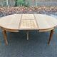 Renovated round Art Deco dining table in solid oak, 1950, 230cm extendable.