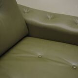 Canapé danois en cuir vert, années 1970