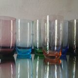 Set of 6 50s colored water glasses