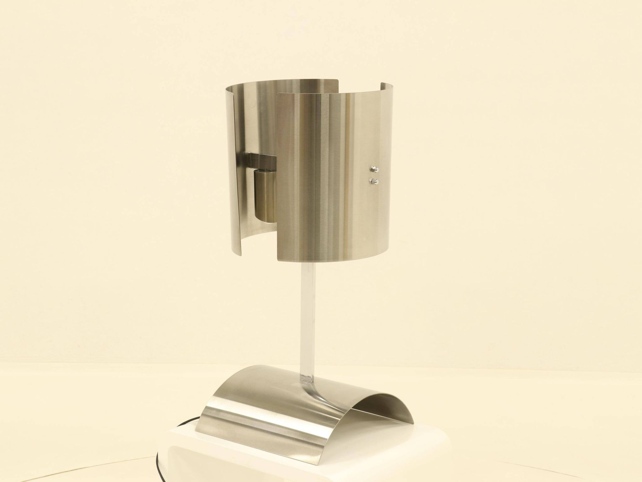 Rare Table Lamp in Stainless Steel by J. Bouvier, France, 1970s