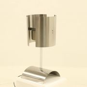Rare Table Lamp in Stainless Steel by J. Bouvier, France, 1970s