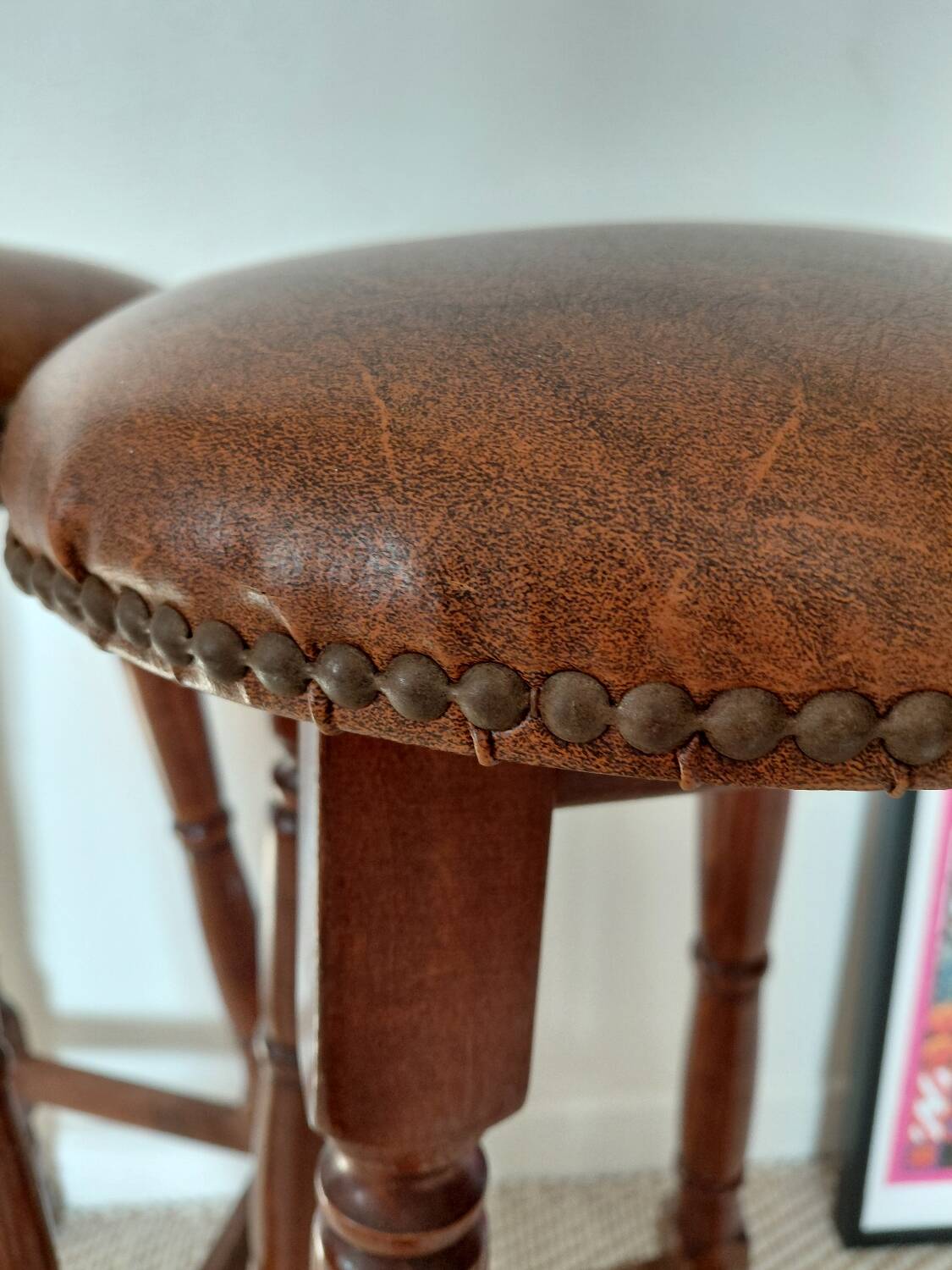 Paire tabourets bar vintage style pub anglais-75 cm
