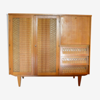 Dresser-wardrobe-Secretary in vintage rattan