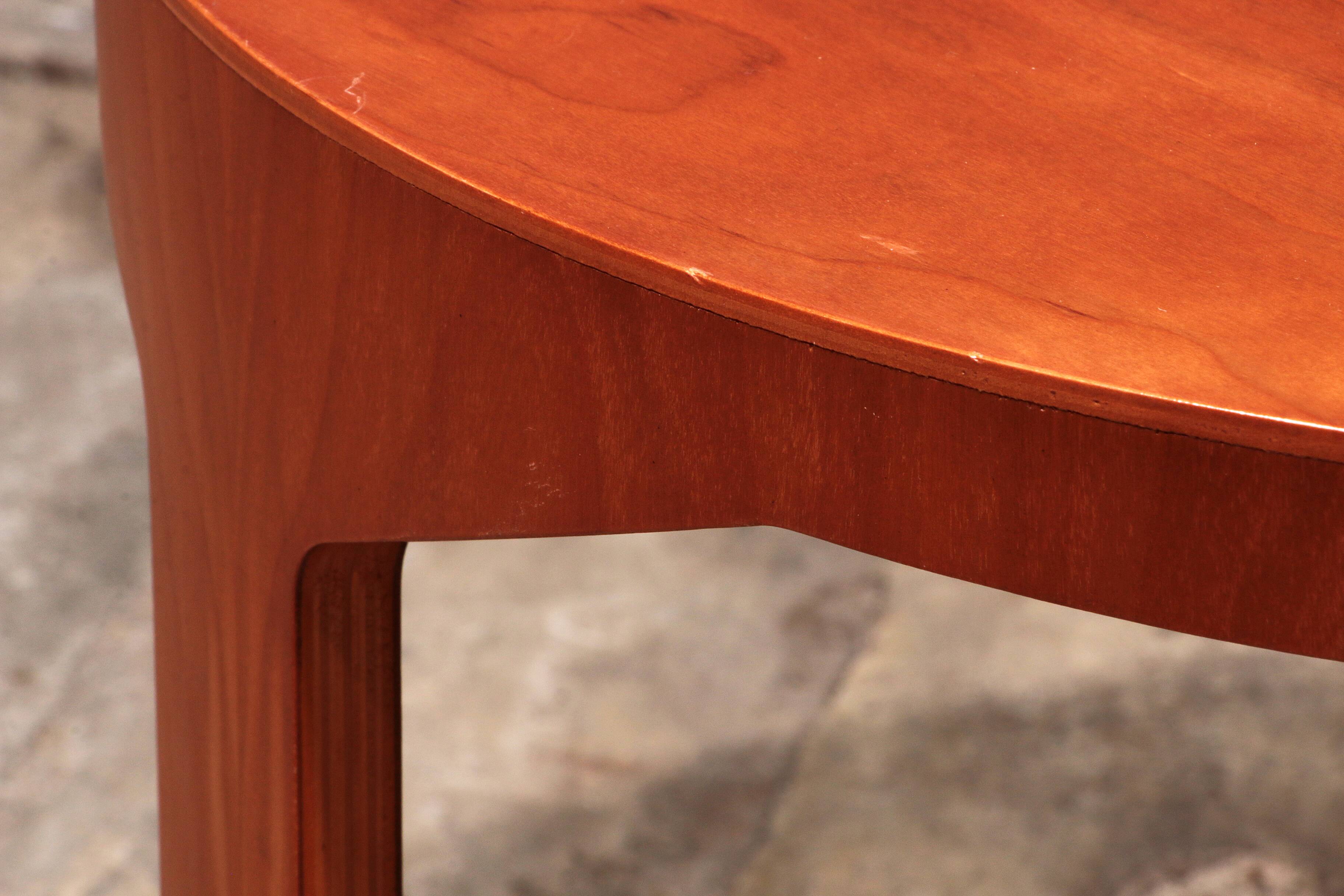 Wooden side table with vintage 70s