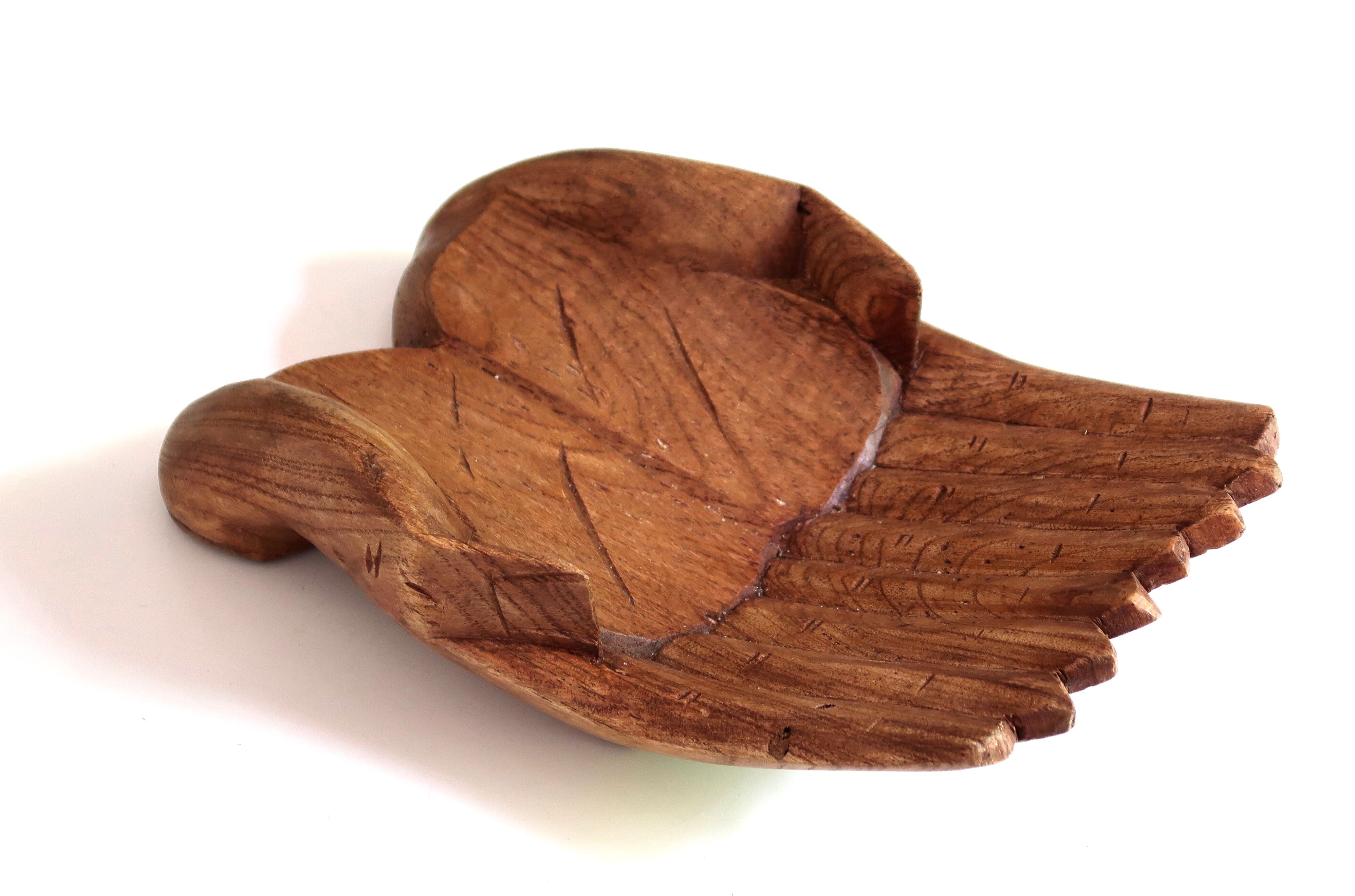 Empty pocket, hands joined in carved wood, 70s