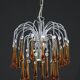 The Amber Crown, Murano Chandelier Amber and Crystal Drops, 1970s