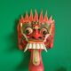 Barong mask whale in carved wood - 28 cm - red demon