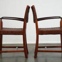 Set of 2 Schuitema design shaker chairs with seat and back in woven leather