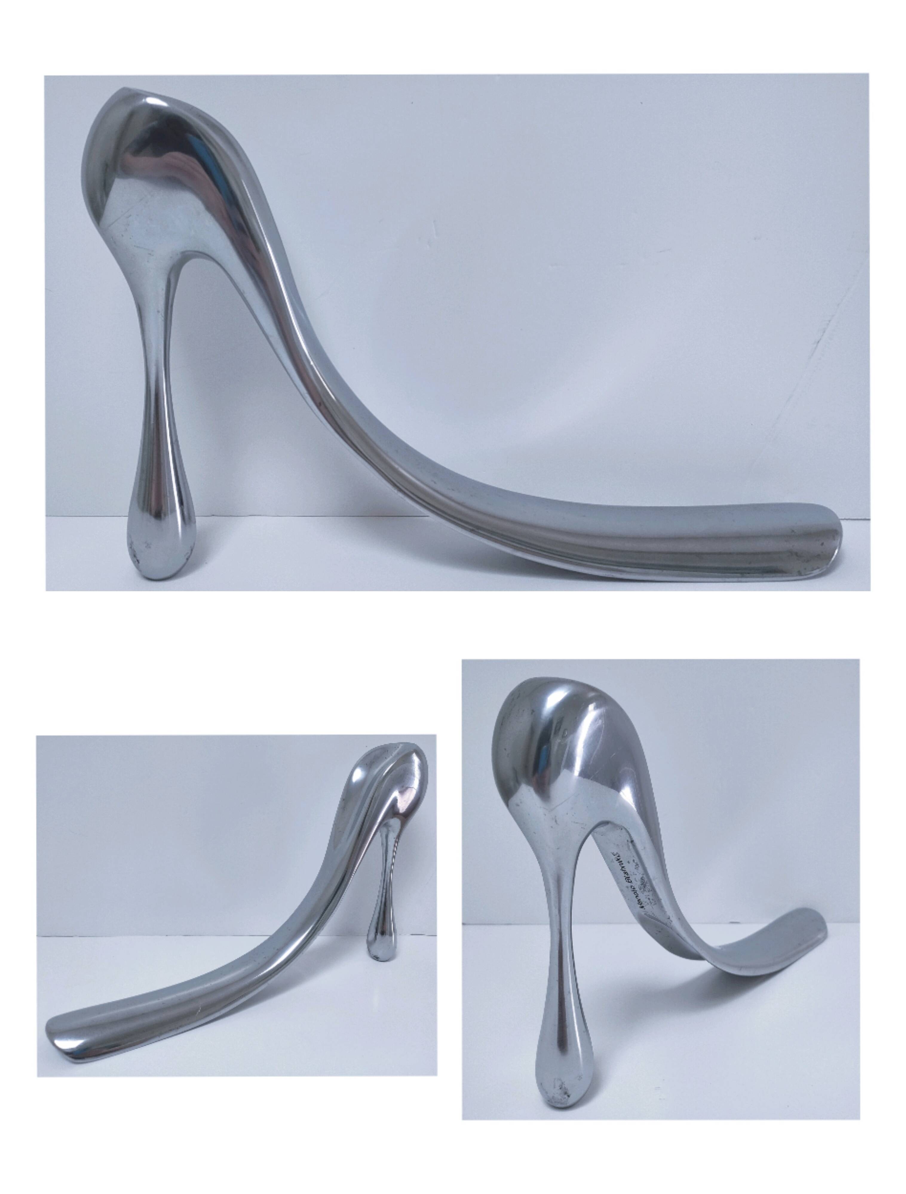 Manolo Blahnik cast aluminum shoehorn 2004 for Habitat | Selency