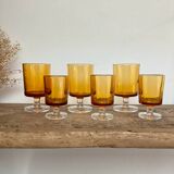 6 LUMINARC amber "rider" glasses