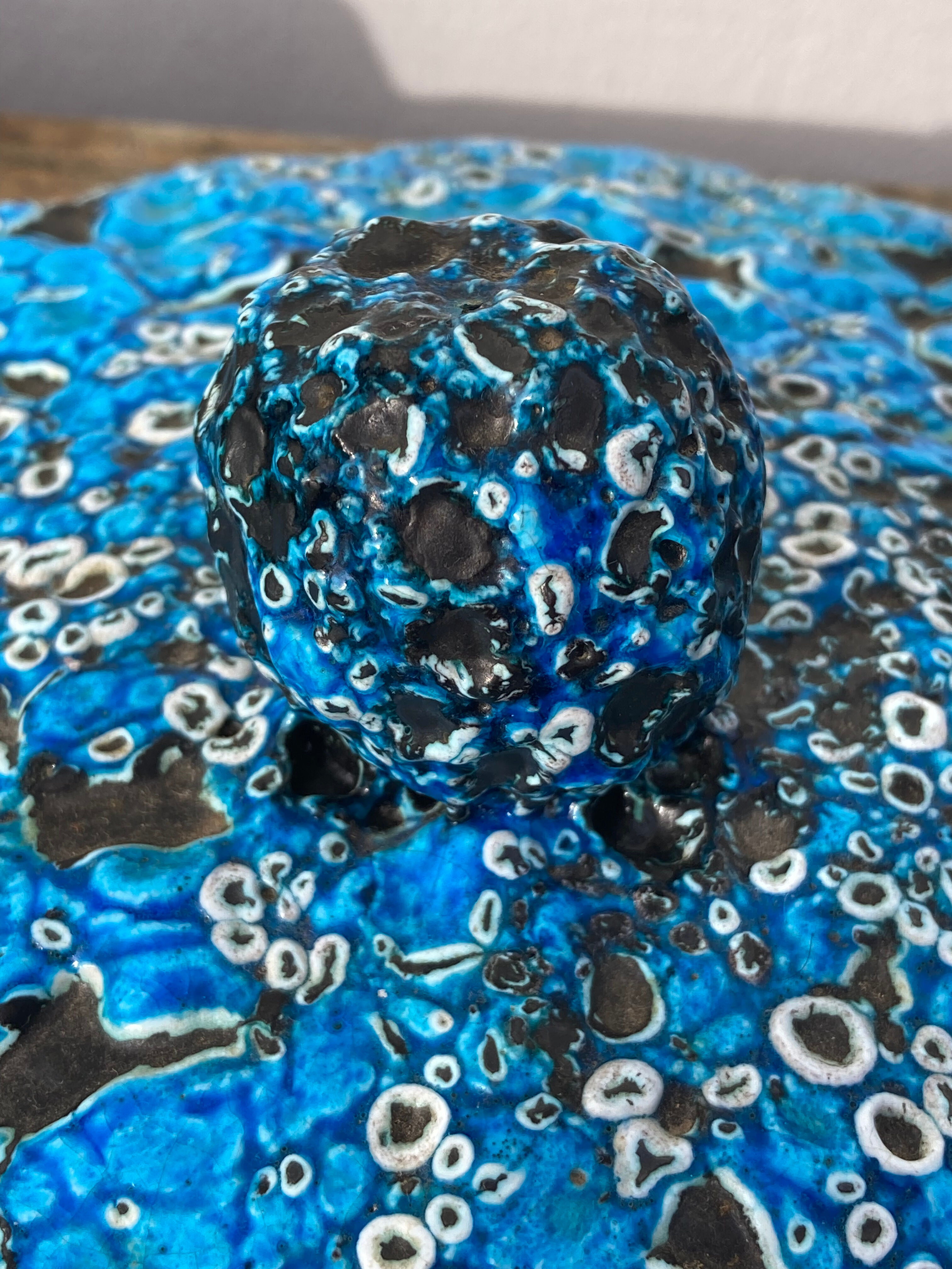 Glacier ennamel tureen vintage turquoise blue 1960 / cyclops varnished earthenware by Charles Cart