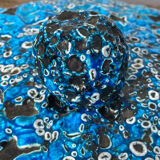 Glacier ennamel tureen vintage turquoise blue 1960 / cyclops varnished earthenware by Charles Cart