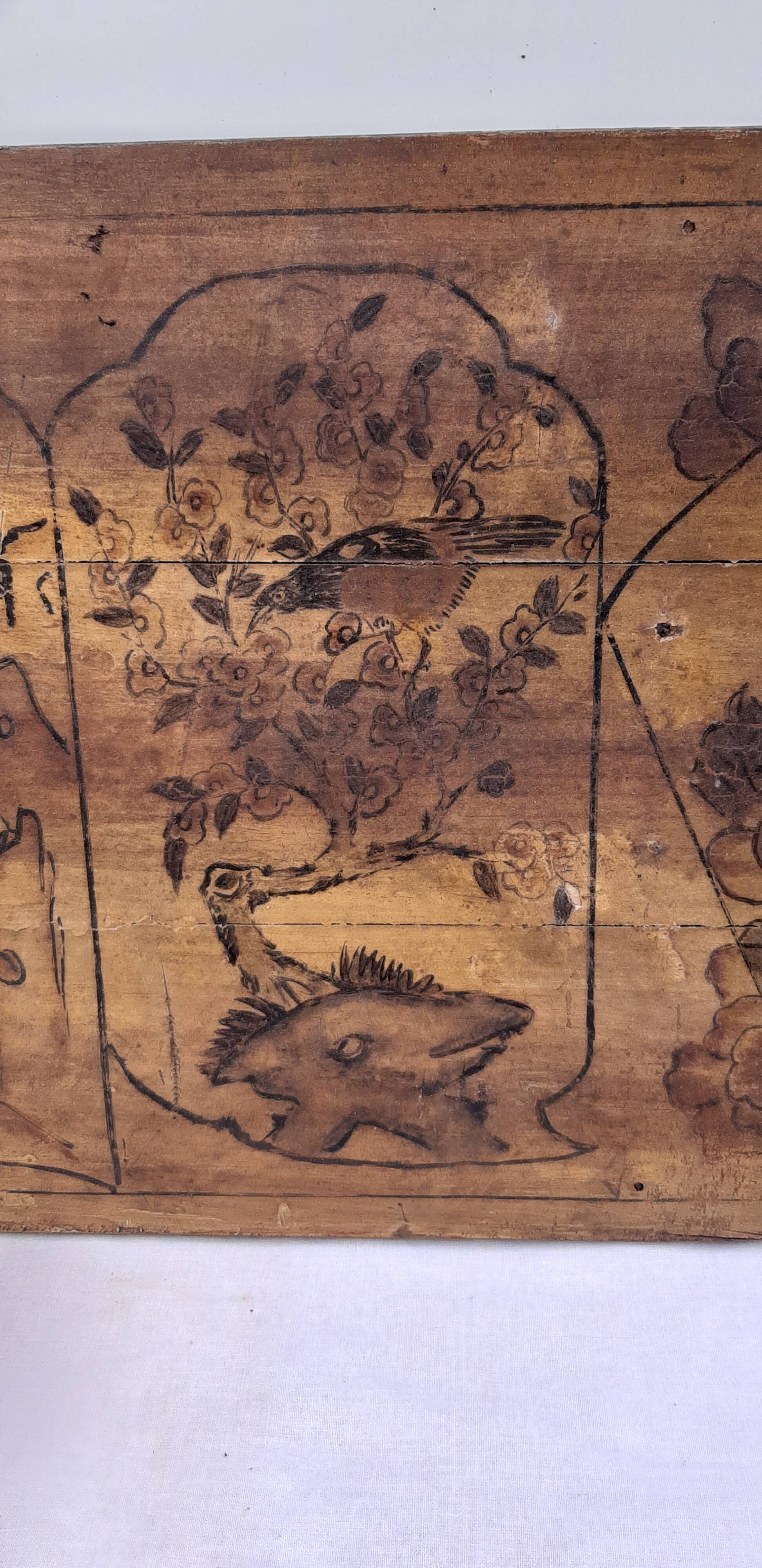 Panel Silkscreened wood China 19th