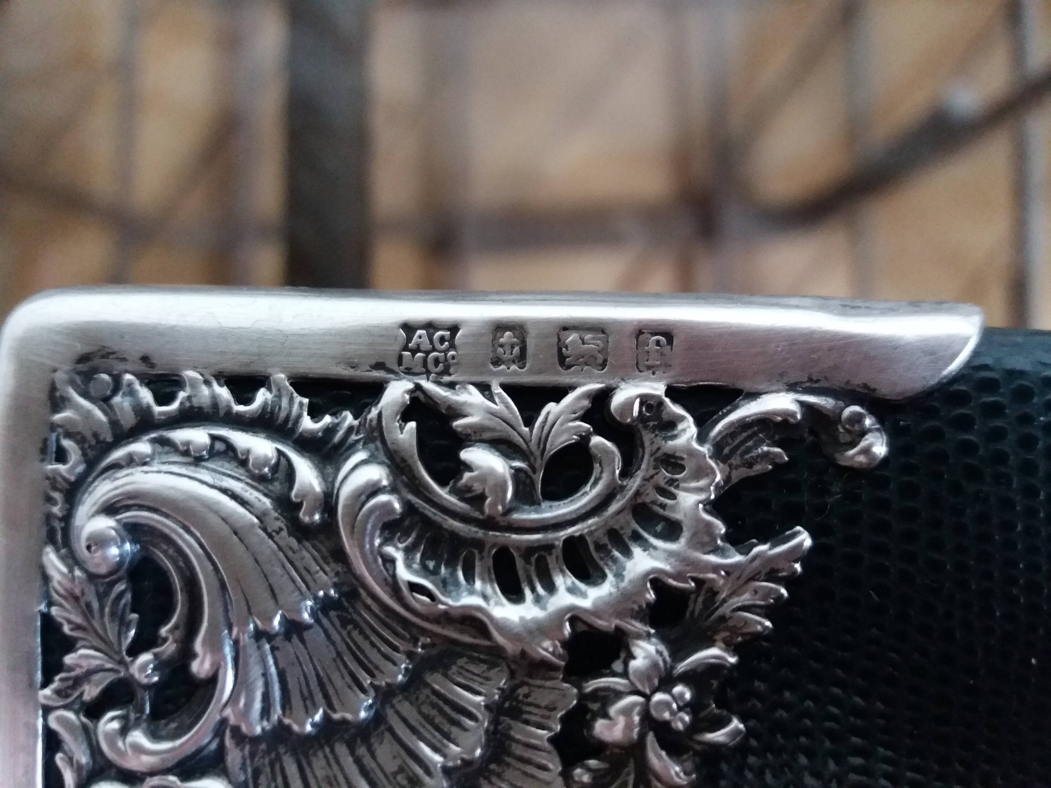 Victorian English box/box with solid silver corners