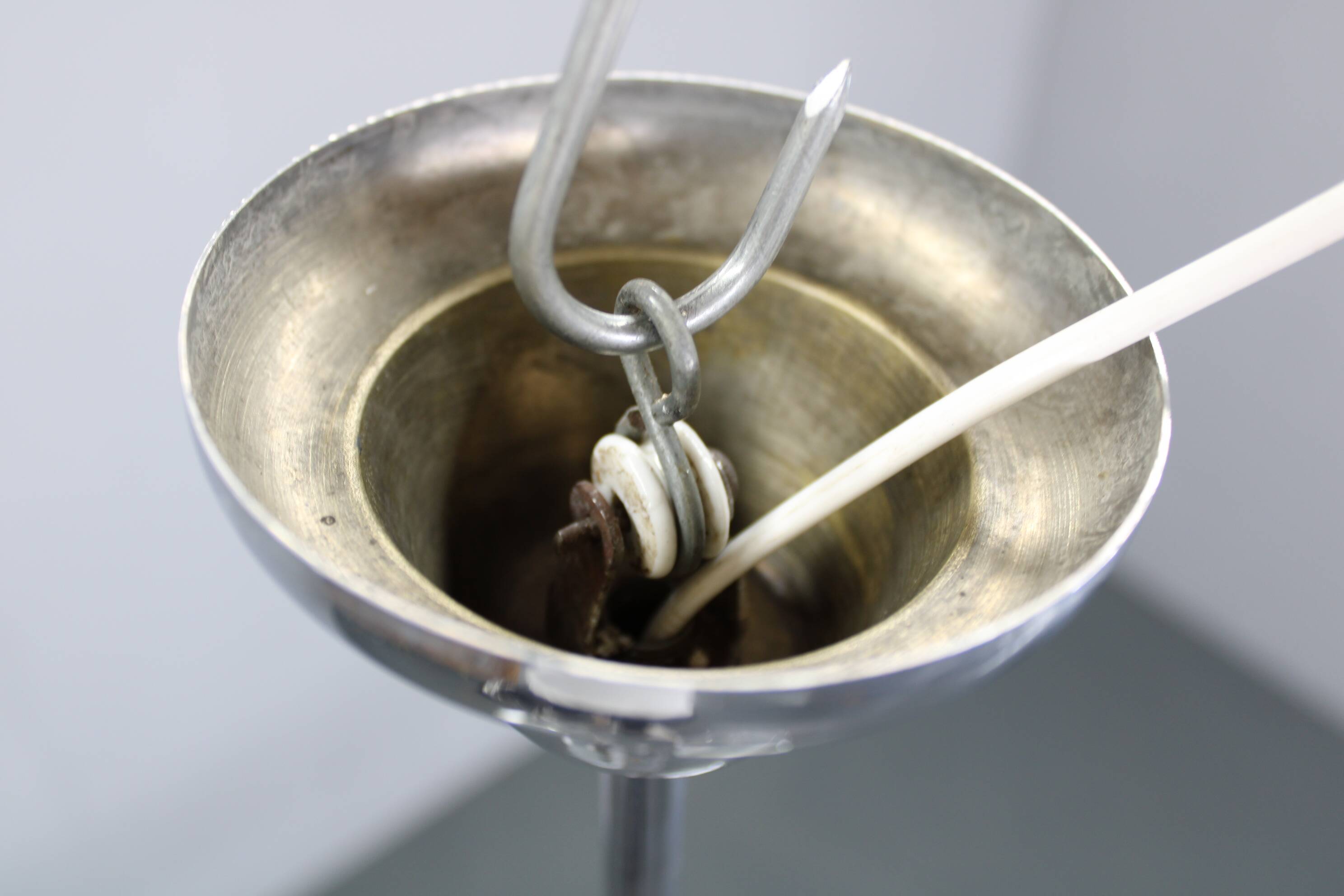 Restored Bauhaus or Art Deco chrome and glass chandelier, Czechoslovakia