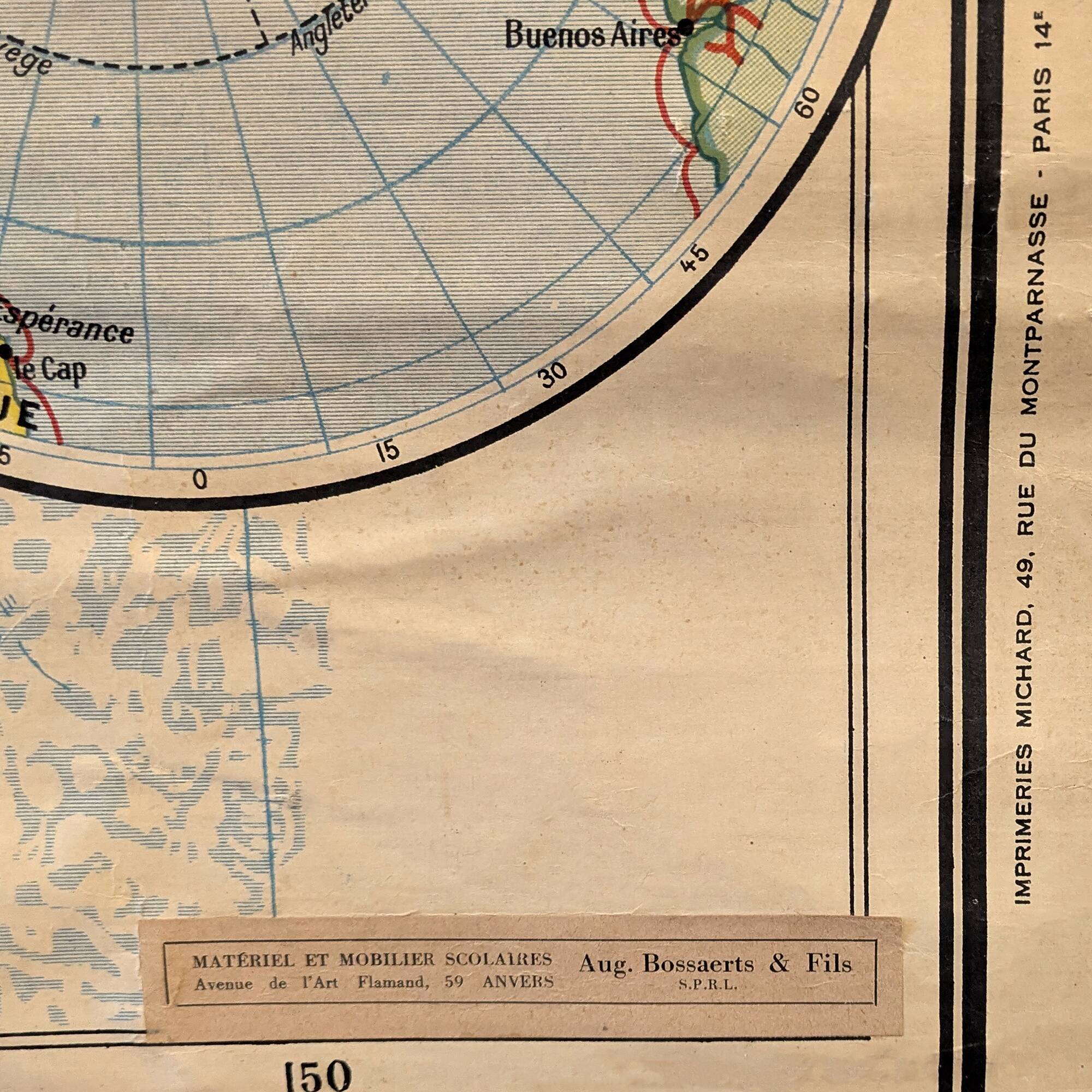 Vintage political wall map, school map 1961 (large format)