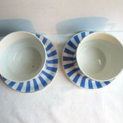 Lot of 2 large chocolate cups with saucers, FOX TROTT of SARREGUEMINES
