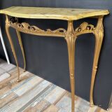Console vintage en onyx et métal doré