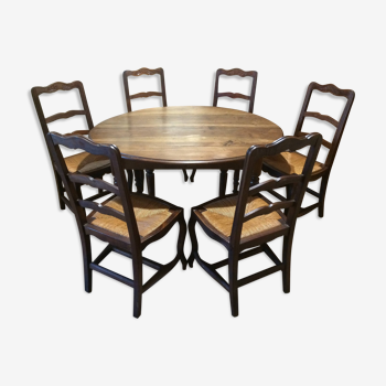 Dining room table 1930-40 and its 6 chairs