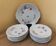 12 plates and 1 serving dish, white porcelain with apple blossom patterns.