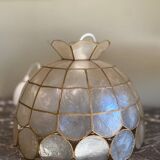 Vintage mother-of-pearl and brass pendant light