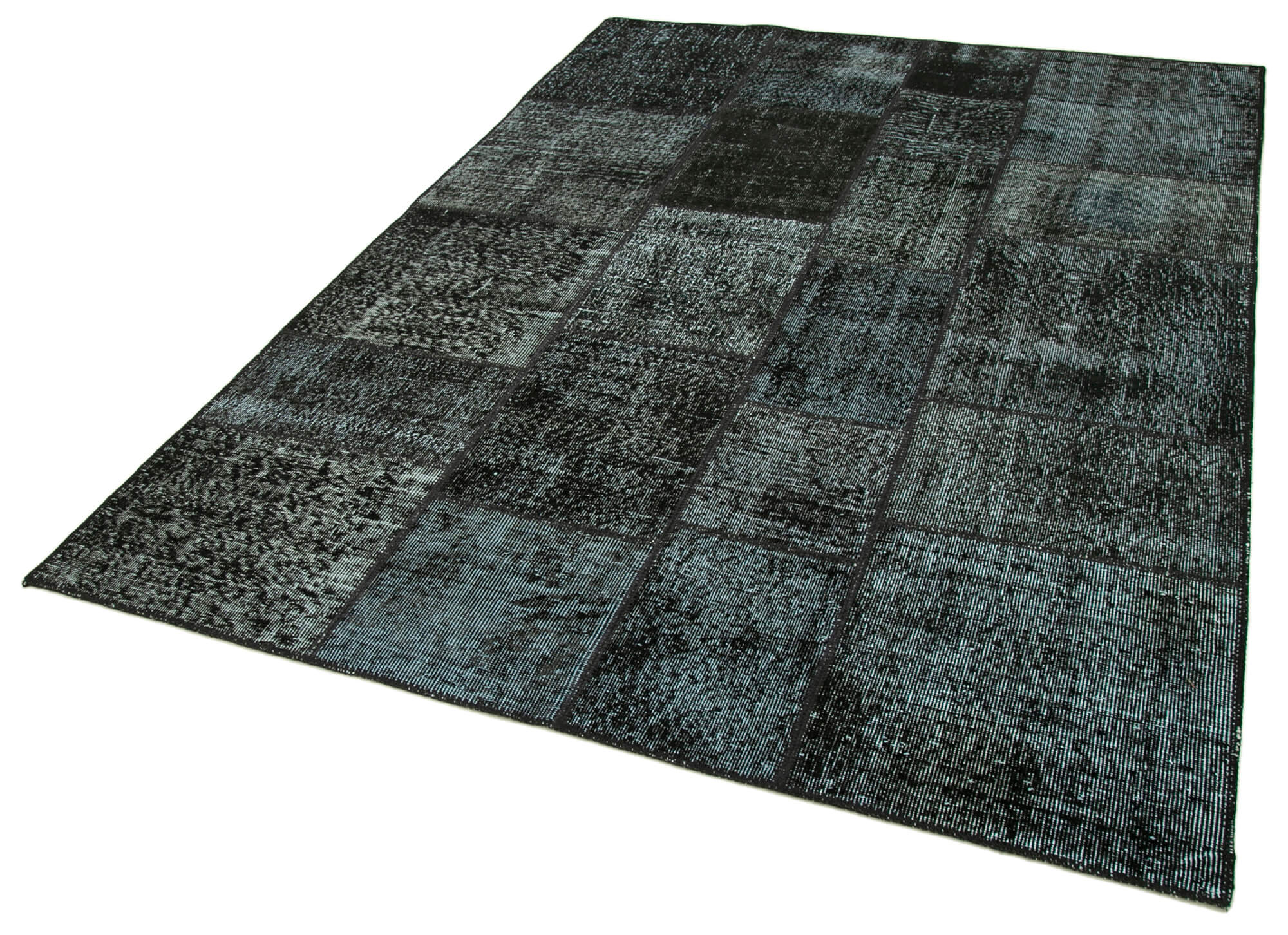 Handmade anatolian vintage 172 cm x 241 cm black patchwork carpet
