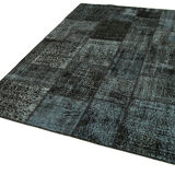 Handmade anatolian vintage 172 cm x 241 cm black patchwork carpet