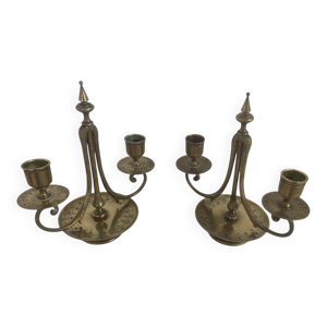 Paire de bougeoirs, laiton