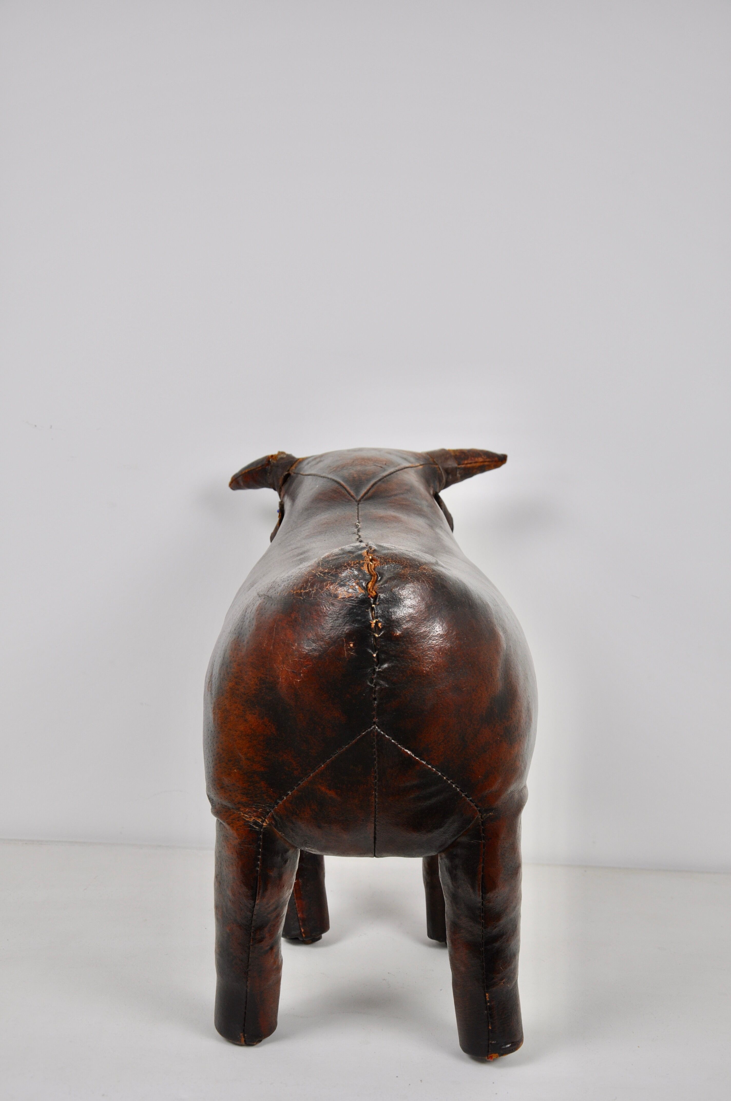 Leather bull stool by Dimitri Omersa, 1960s