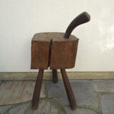 Tabouret de traite ancien en bois