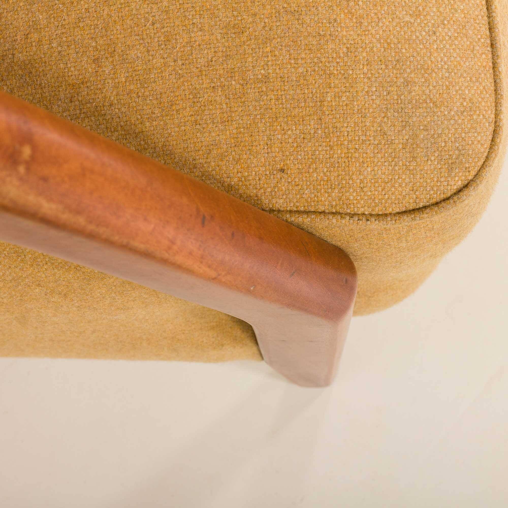 Scandinavian mid century lounge chairs in teak and wool, set of 2, 1960s