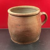 Very large stoneware grease pot Salting tub, folk art - H 20 cm