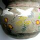 Japanese Art Deco teapot in porcelain biscuit enamelled with cranes and flowers