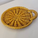 Coupelle serviteur ou dessous de bouteille en céramique décor tressé