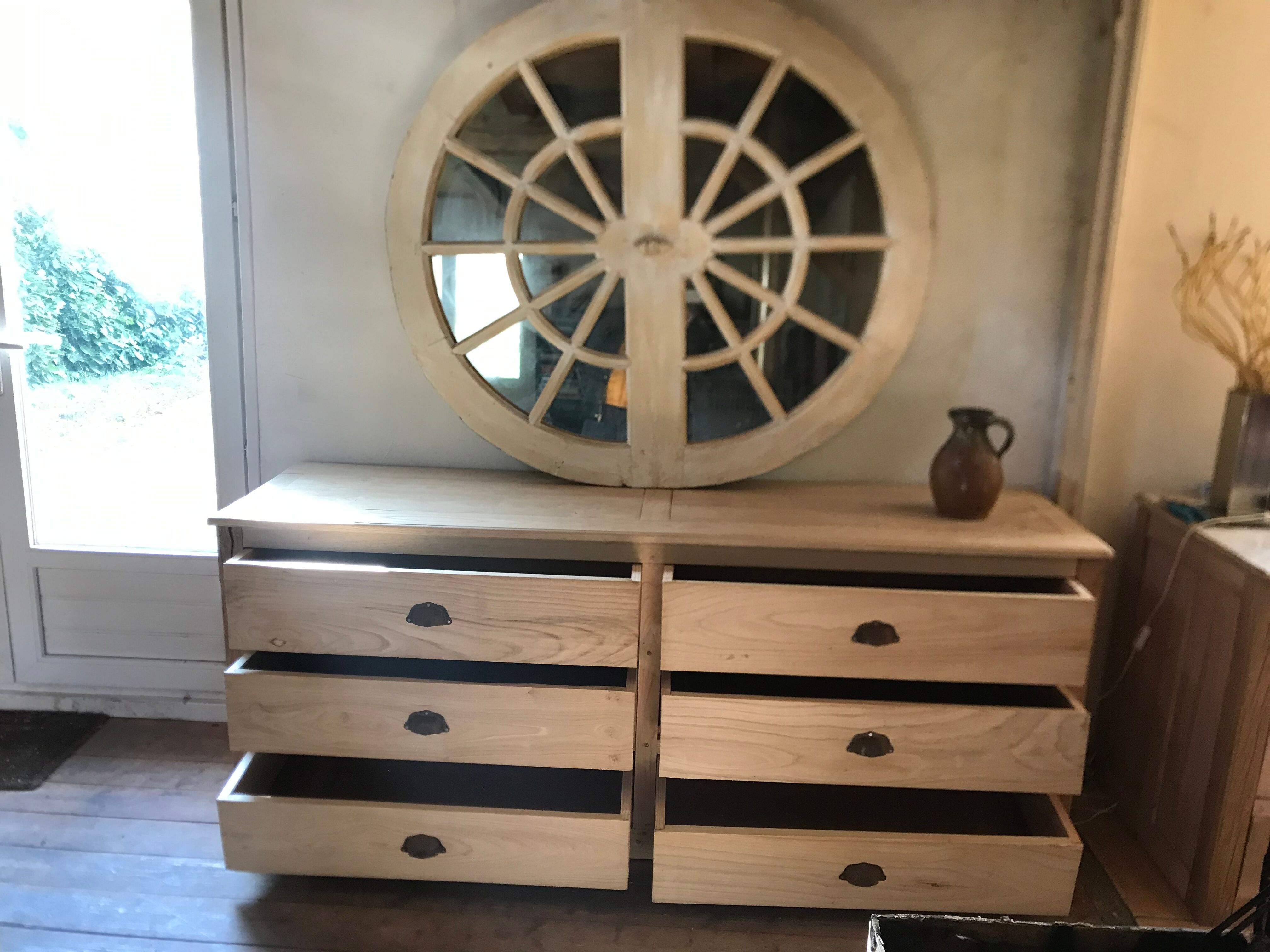 Comptoir de commerce  6 tiroirs en châtaignier