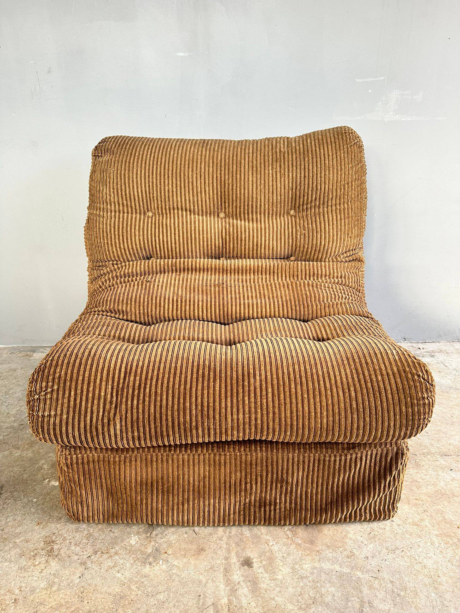 Vintage brown corduroy armchair from the 70s