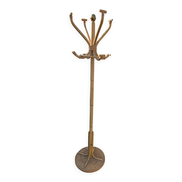Portemanteau perroquet en rotin 1970