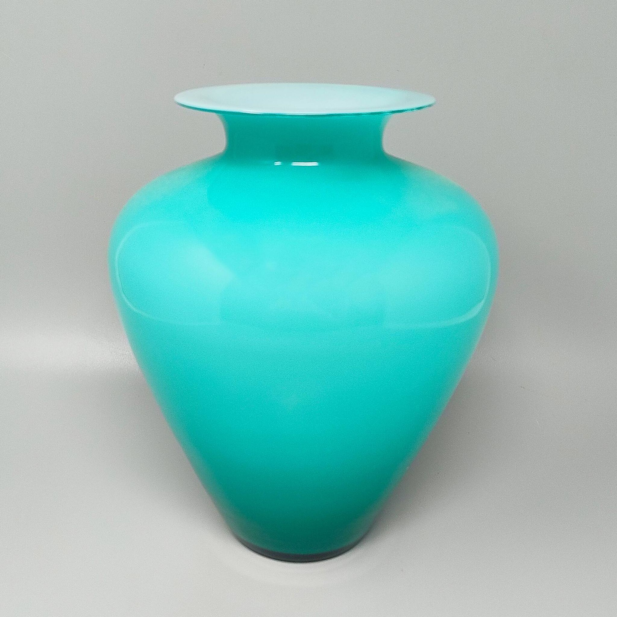 1970s Exquisite Murano Glass Aquamarine Vase by Ca' dei Vetrai