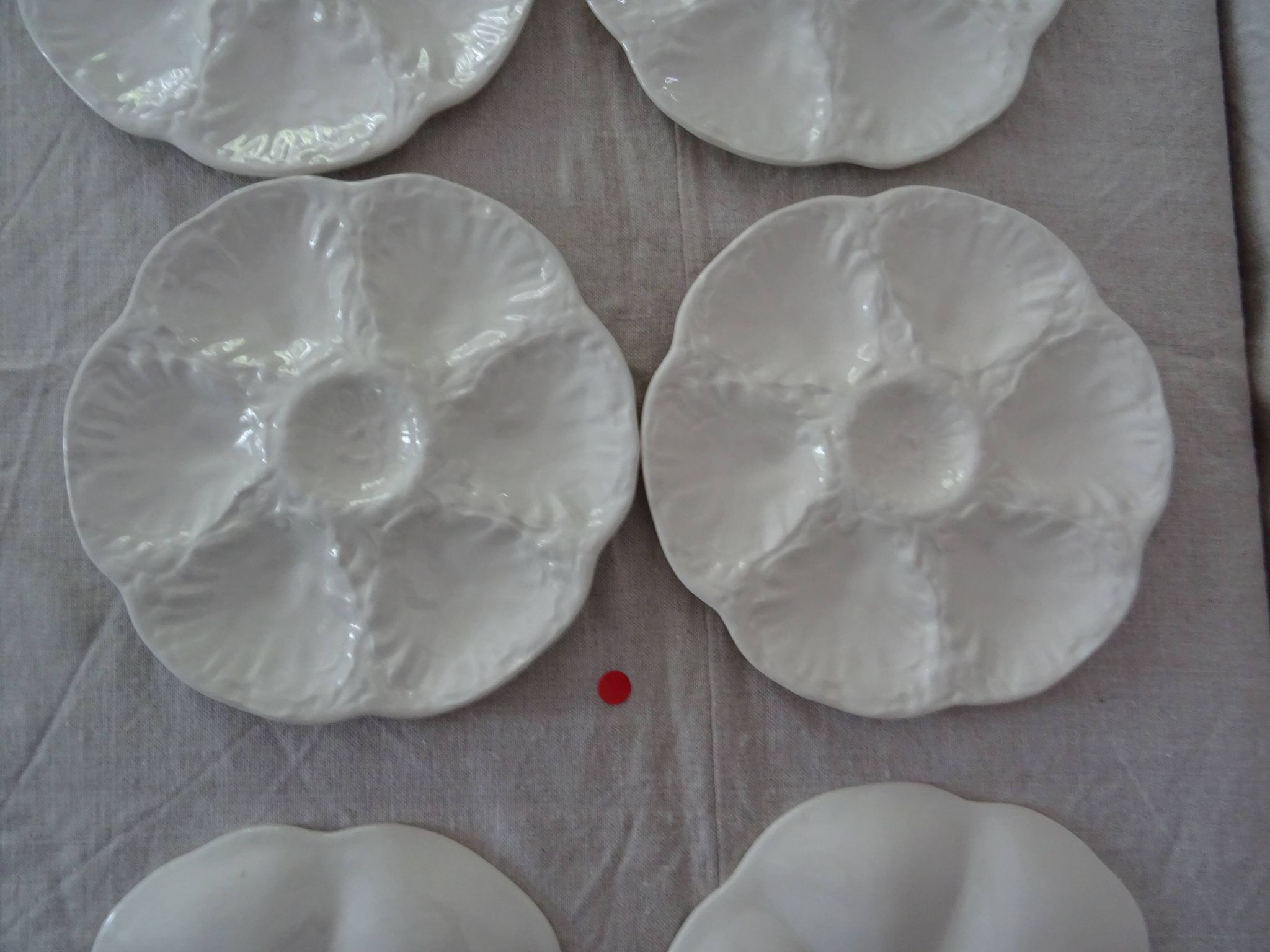 6 Plates with oysters white manufacture GIEN old