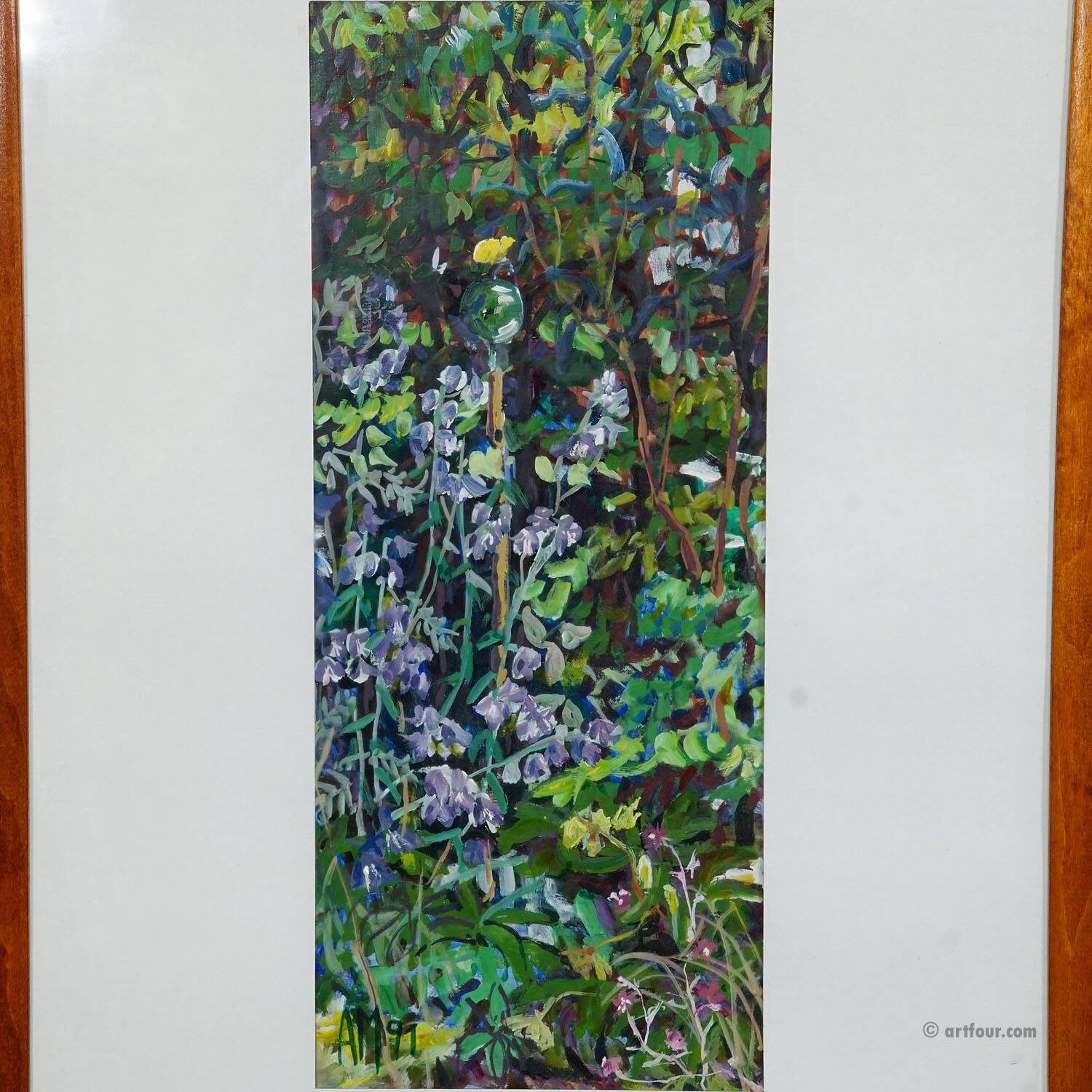 Campanules avec papillon citron - peinture originale, Alexander Michael 1991