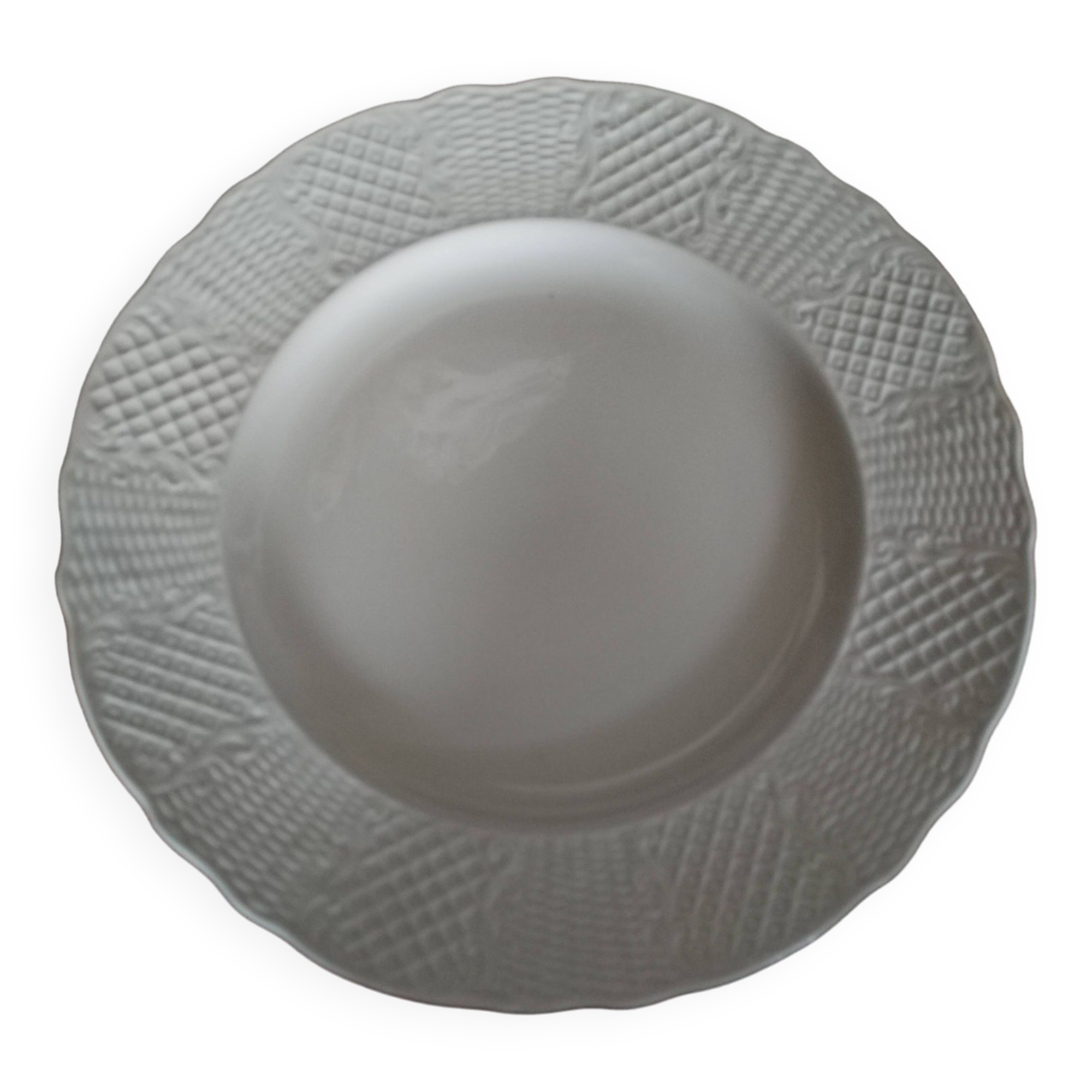 8 large English white earthenware plates 19th