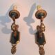 Pair of gilt bronze wall sconces by Maison Lucien Gau, Paris. Circa 1960.