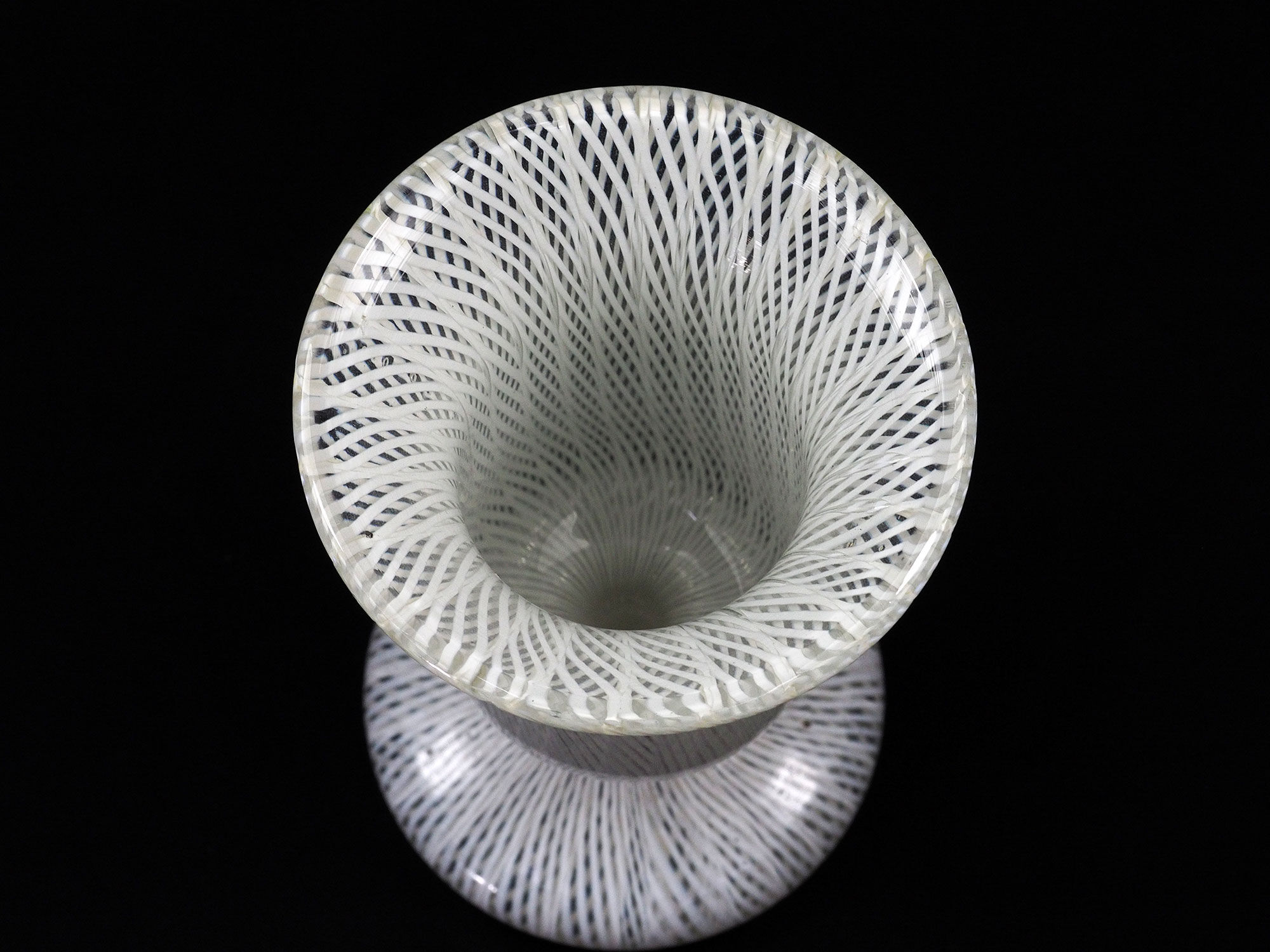 Vase Art Deco Murano Double Latticino Glass-1930s