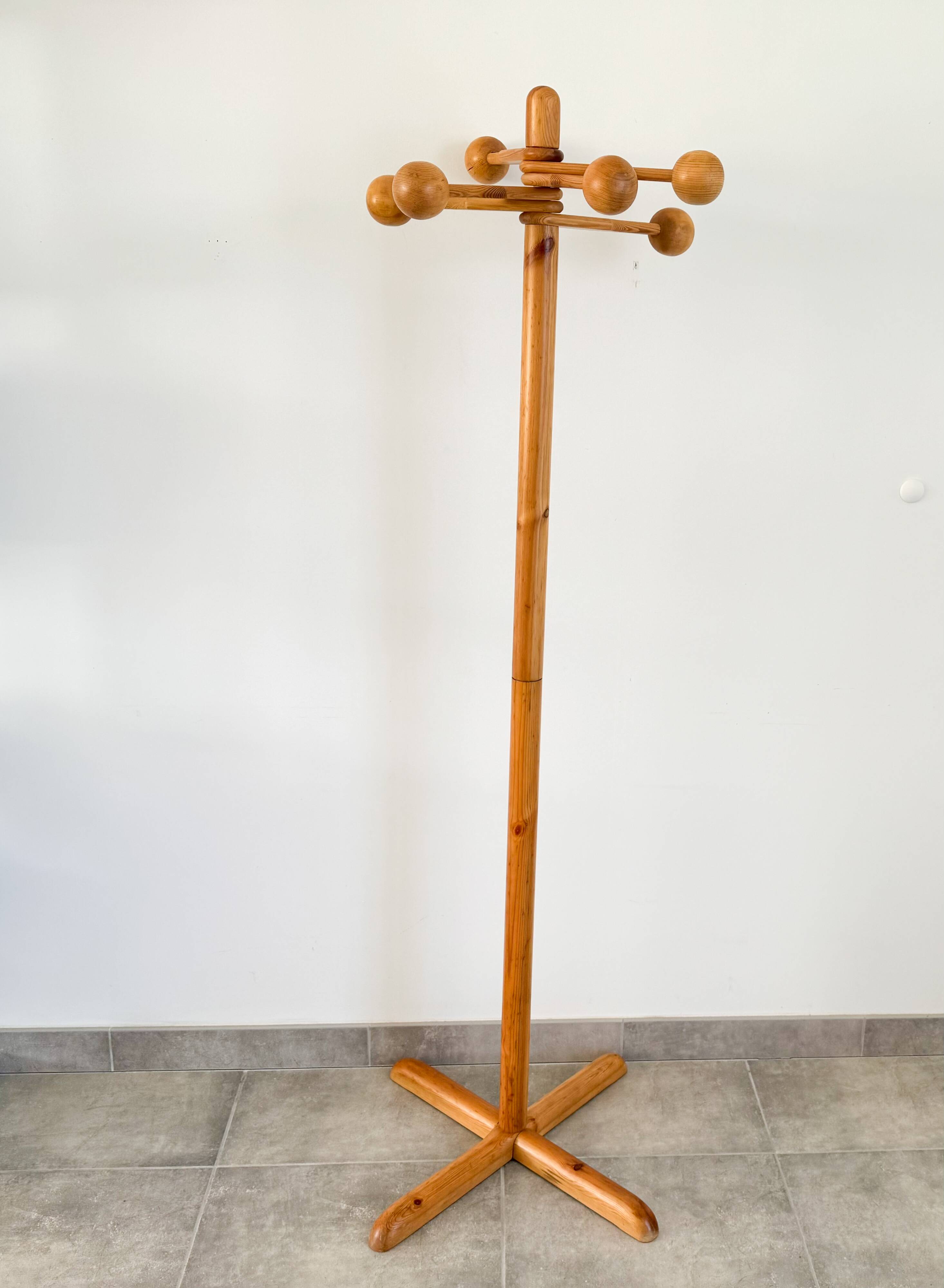 Pine coat rack attributed to Reiner Daumiller, 1970s/1980s