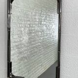 Black metal and brass mirror with gunmetal finish