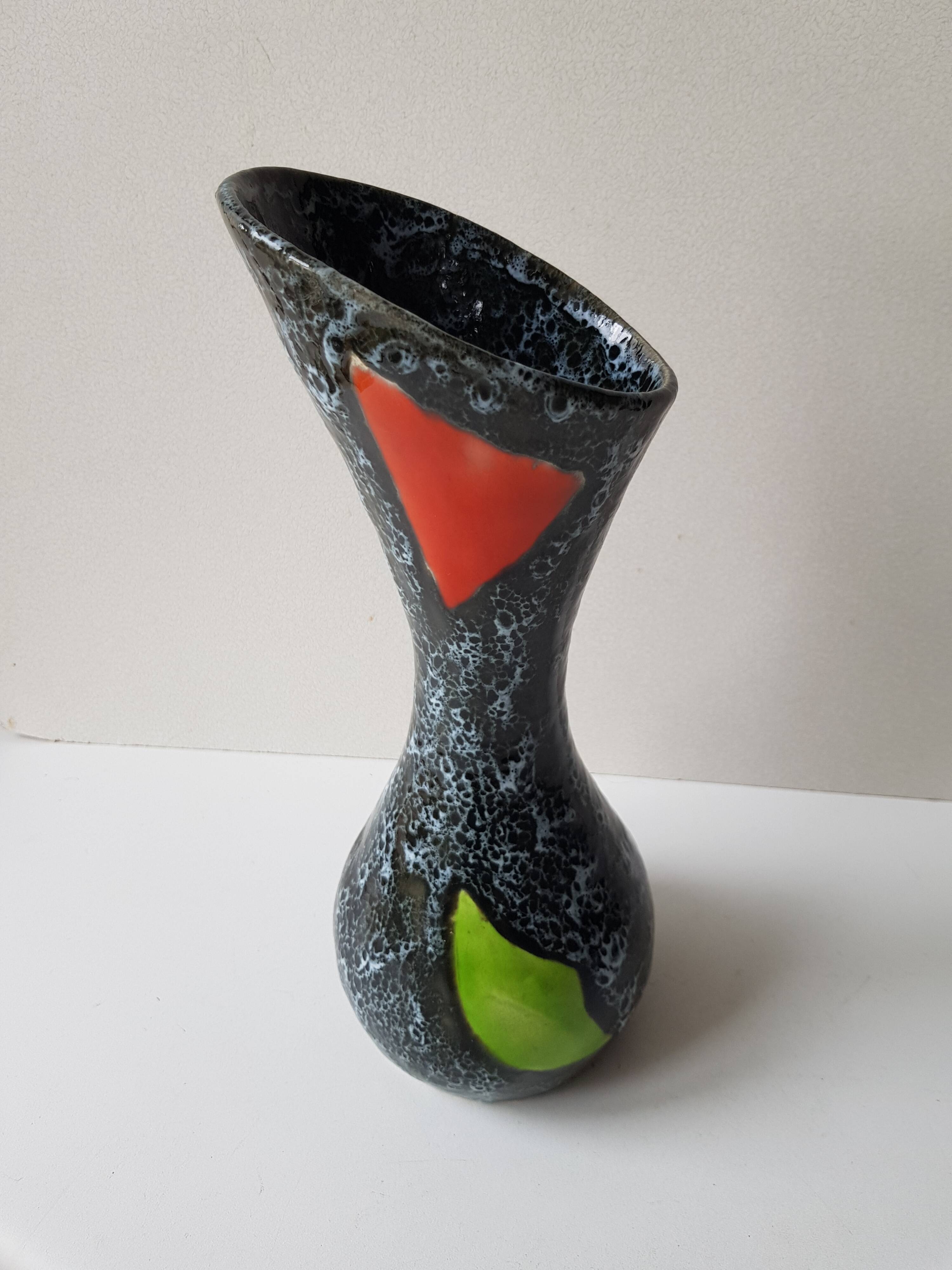60s designer ceramic vase signed Vallauris Height 28.5cm