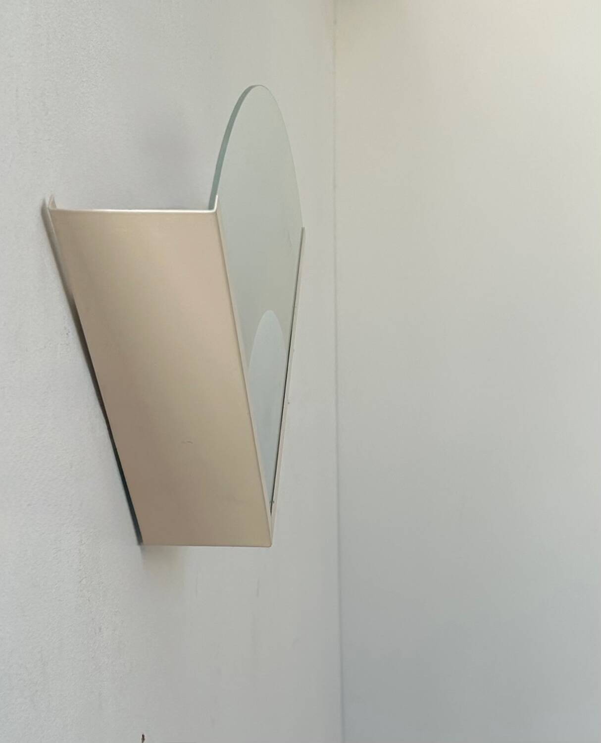 Vintage wall lamp, beige lacquered metal and sandblasted glass, France 1970