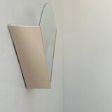 Vintage wall lamp, beige lacquered metal and sandblasted glass, France 1970