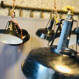 Black and white industrial hanging lamp