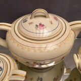 Complete tea set in Limoges porcelain signed Lanternier teapot cup